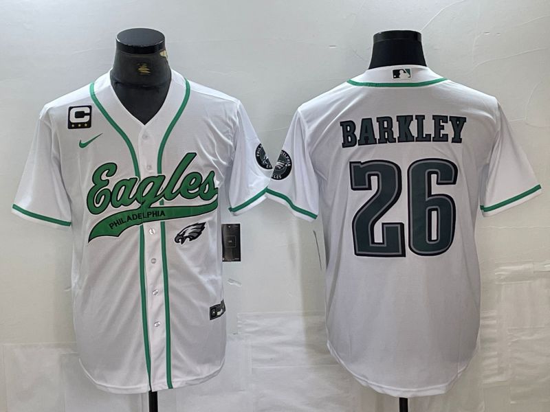 Men Philadelphia Eagles #26 Barkley White 2024 Nike Co branded NFL Jersey style 1->philadelphia eagles->NFL Jersey